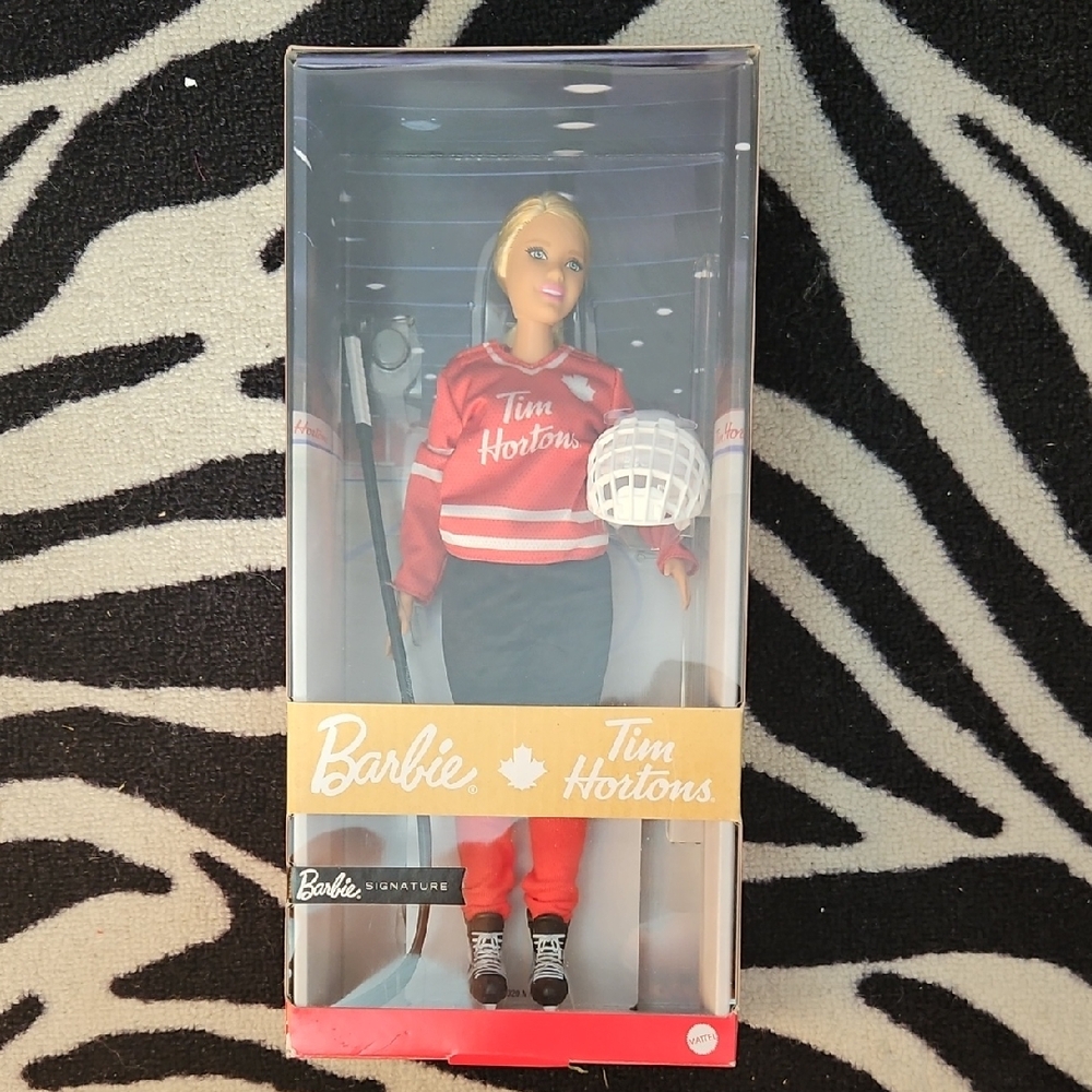 BNIB Barbie Tim Hortons Hockey Doll in Red and White